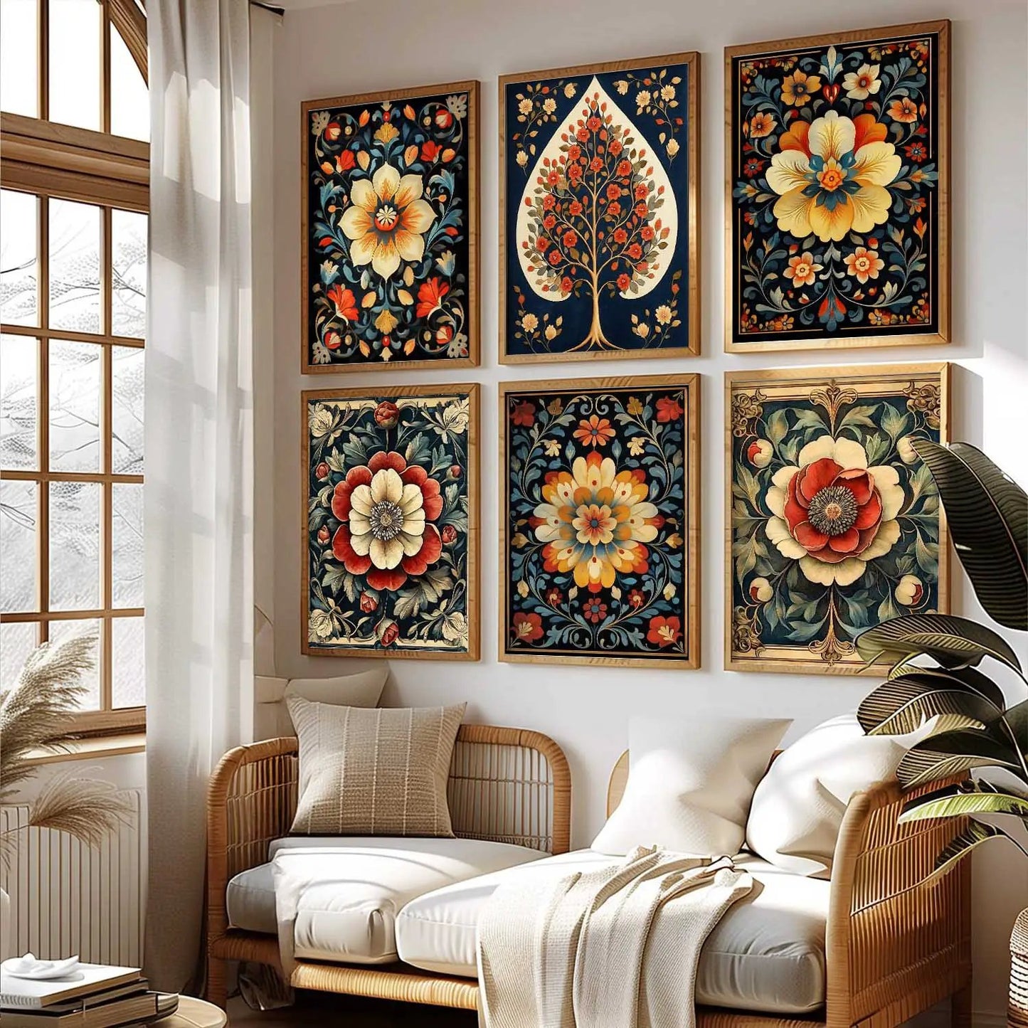 Floral Wall Art Paintings with Frame for Wall Decor