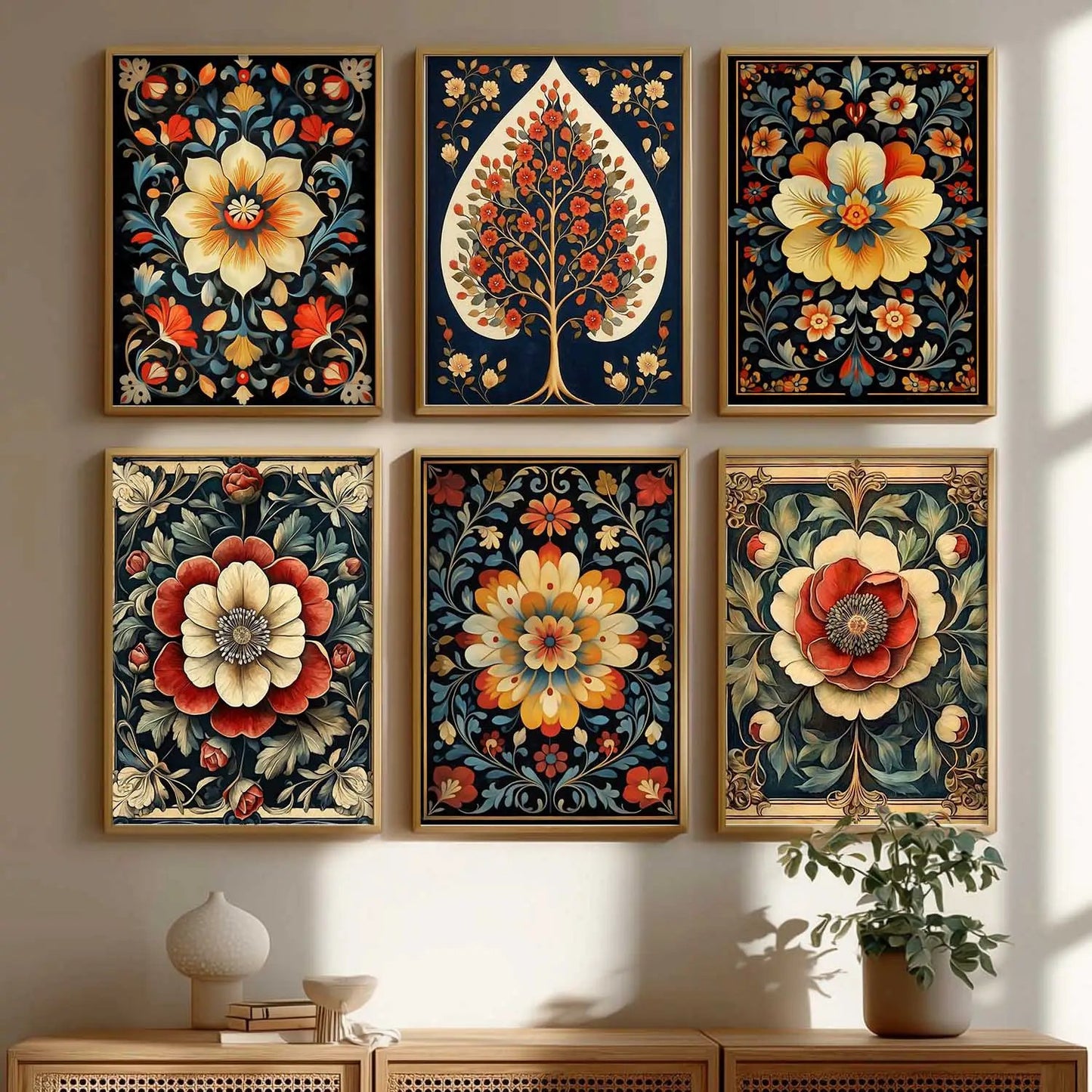 Floral Wall Art Paintings with Frame for Wall Decor