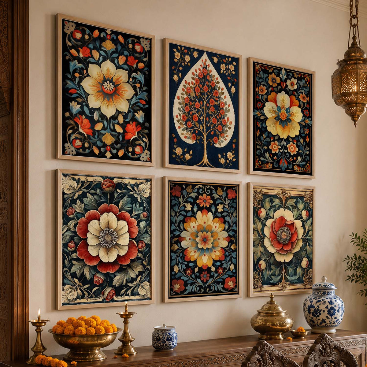 Floral Wall Art Paintings with Frame for Wall Decor