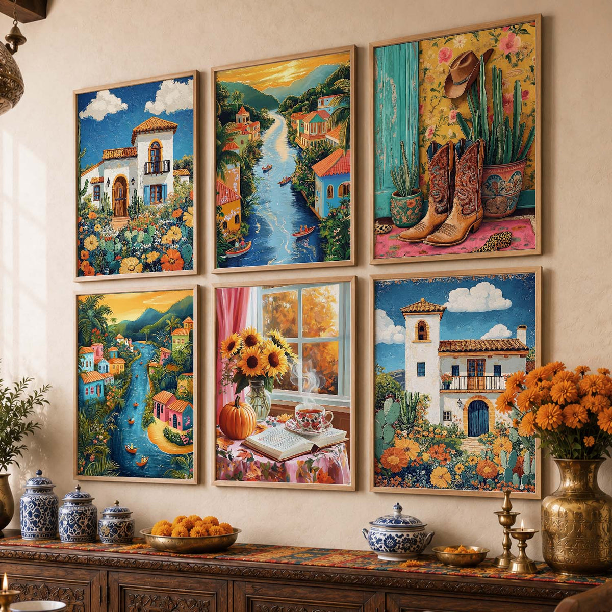 Traditional  Wall Art Paintings with Frame for Wall Decor
