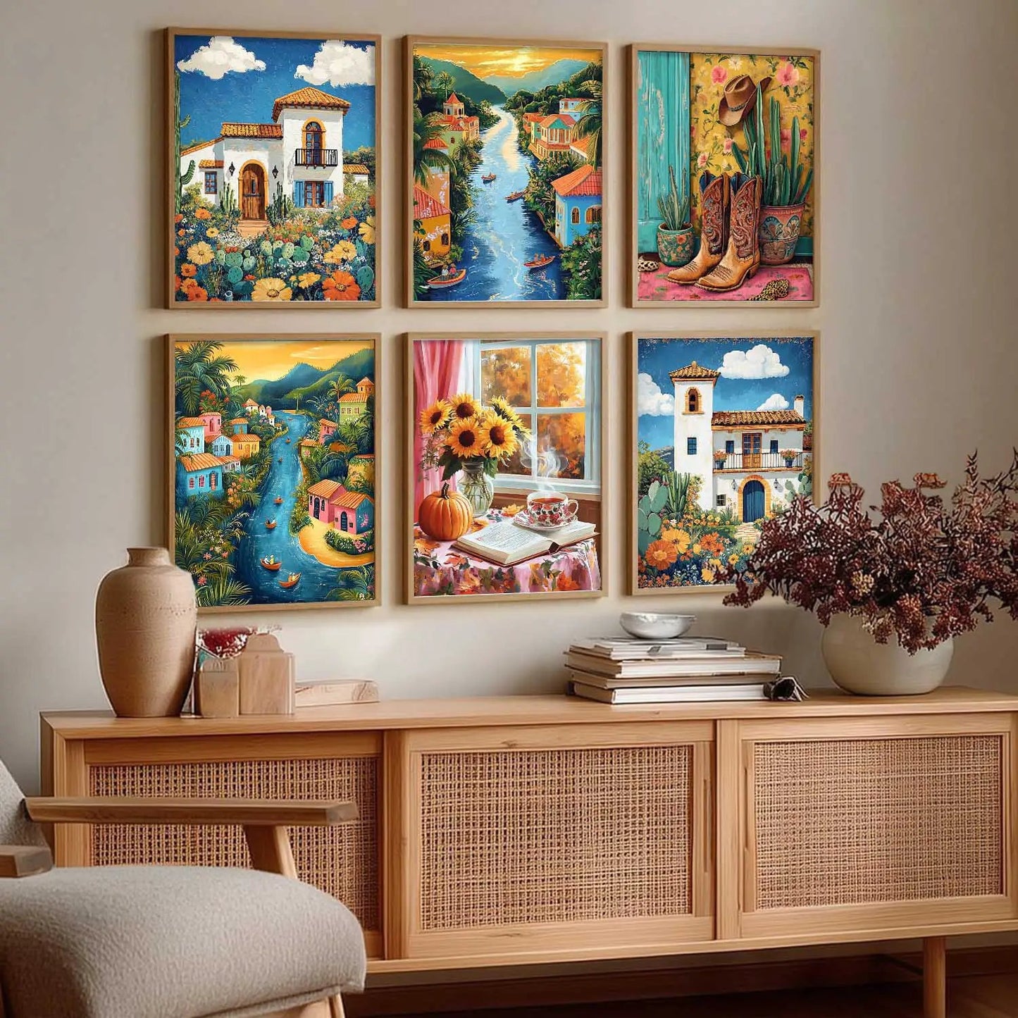 Traditional  Wall Art Paintings with Frame for Wall Decor