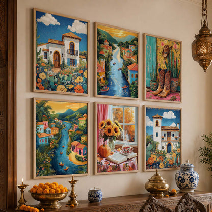 Traditional  Wall Art Paintings with Frame for Wall Decor