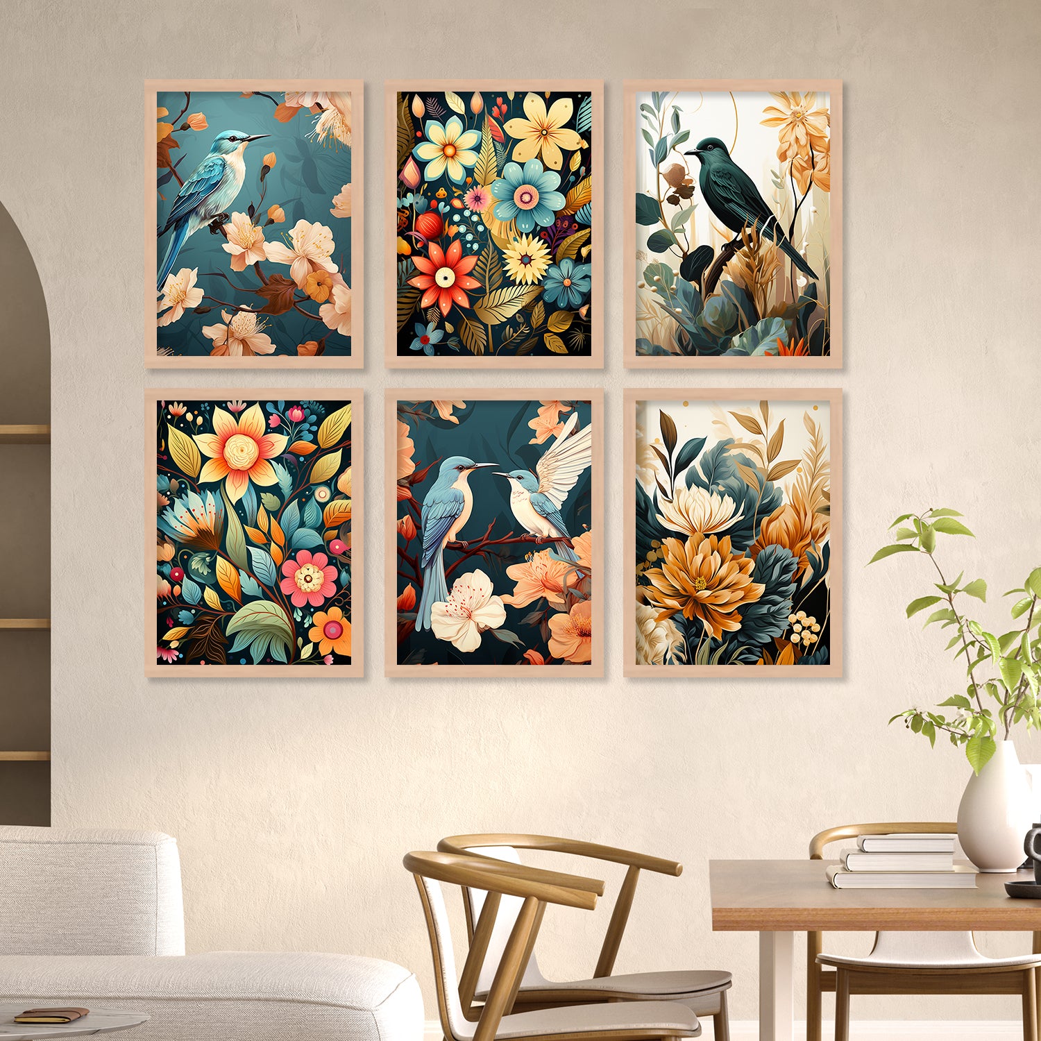 Floral Art Framed Posters for Home Living Room Bedroom and Office Wall ...