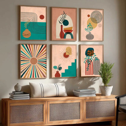 Boho Framed Wall Art Prints | Set of 6 | Home Decor