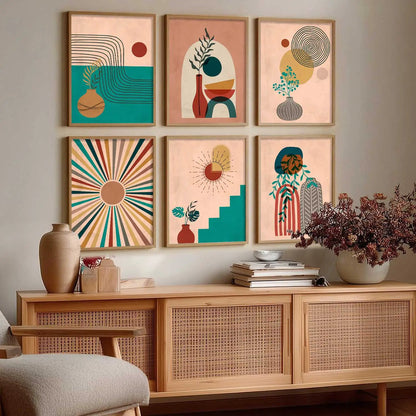 Boho Framed Wall Art Prints | Set of 6 | Home Decor