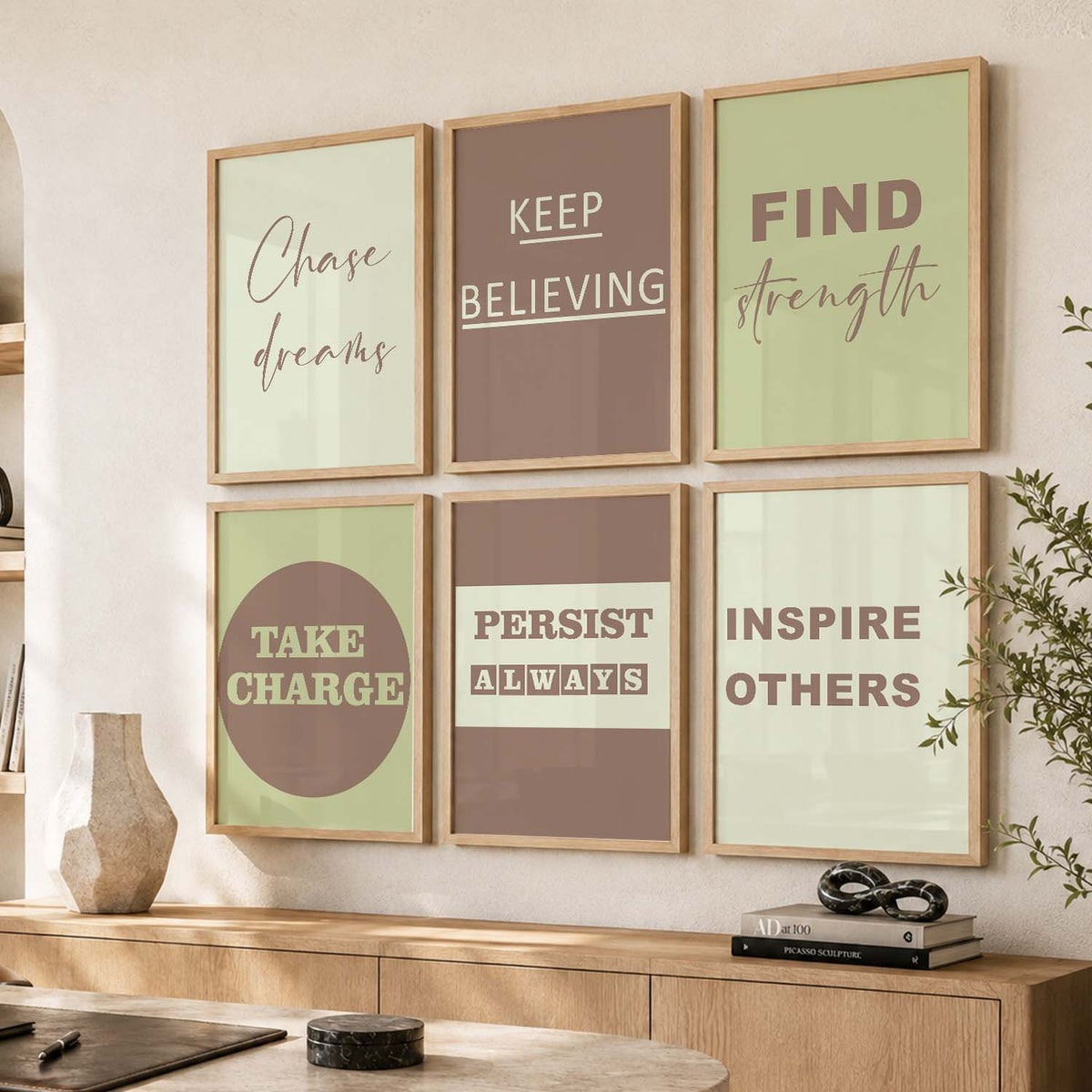 Vibrant Motivational Quotes Wall Art Set of 6 Framed Prints