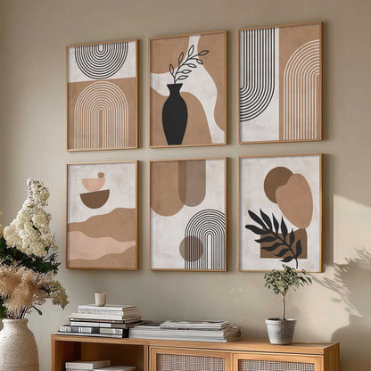 Minimal Boho Art Framed Posters for Home Living Room Bedroom and Office Wall Decor Set of 6