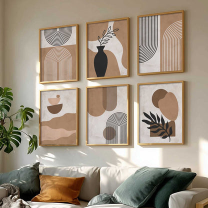 Minimal Boho Art Framed Posters for Home Living Room Bedroom and Office Wall Decor Set of 6
