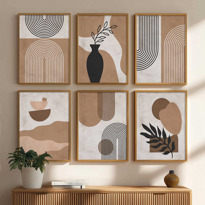 Minimal Boho Art Framed Posters for Home Living Room Bedroom and Office Wall Decor Set of 6