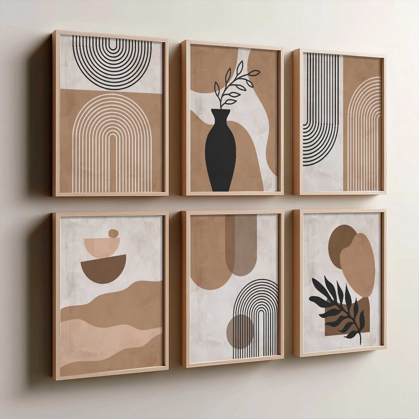Minimal Boho Art Framed Posters for Home Living Room Bedroom and Office Wall Decor Set of 6