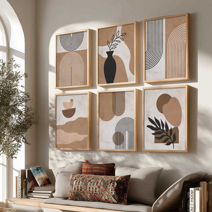 Minimal Boho Art Framed Posters for Home Living Room Bedroom and Office Wall Decor Set of 6