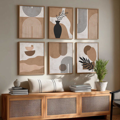 Minimal Boho Art Framed Posters for Home Living Room Bedroom and Office Wall Decor Set of 6