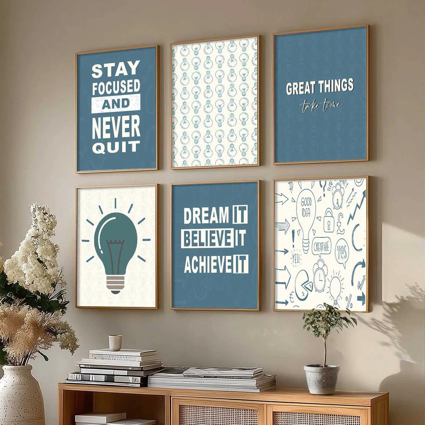 Motivational  Wall Art Paintings with Frame for Wall Decor