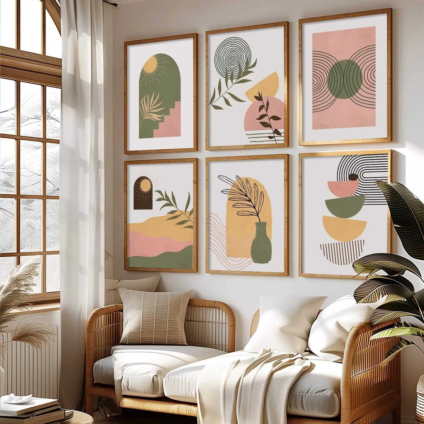 Boho Framed Wall Art Prints | Set of 6 | Home Decor