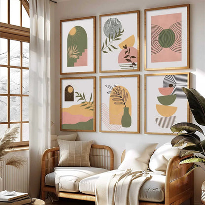 Boho Framed Wall Art Prints | Set of 6 | Home Decor