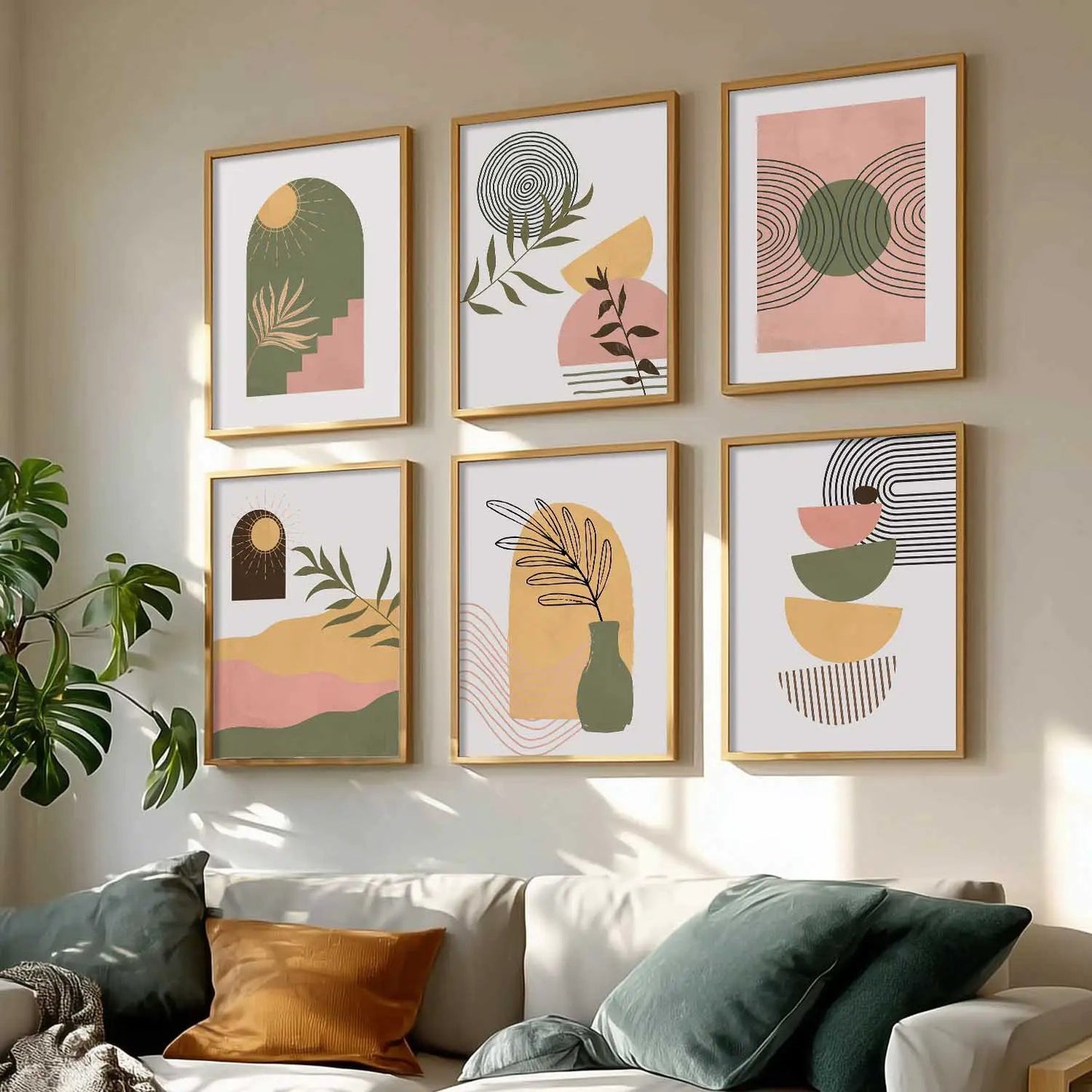 Boho Framed Wall Art Prints | Set of 6 | Home Decor