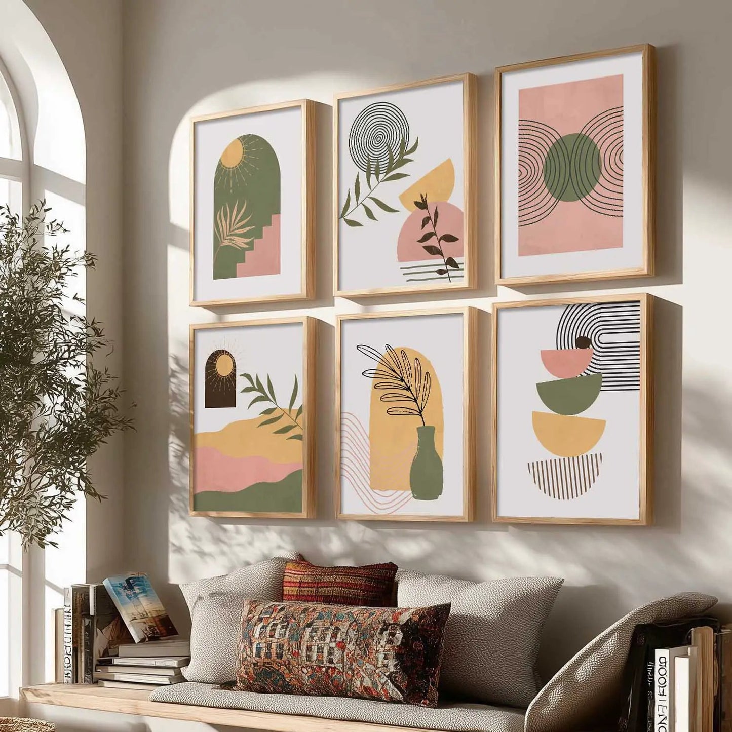 Boho Framed Wall Art Prints | Set of 6 | Home Decor