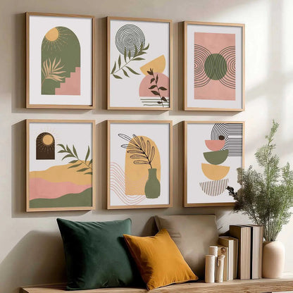 Boho Framed Wall Art Prints | Set of 6 | Home Decor