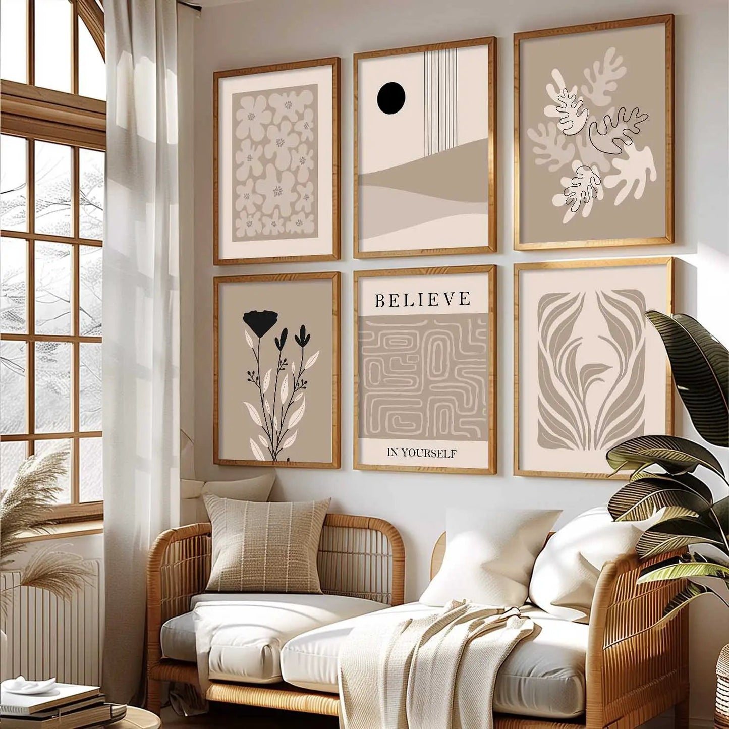Boho Framed Wall Art Prints | Set of 6 | Home Decor