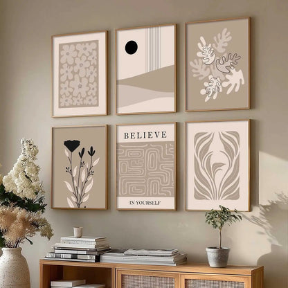 Boho Framed Wall Art Prints | Set of 6 | Home Decor