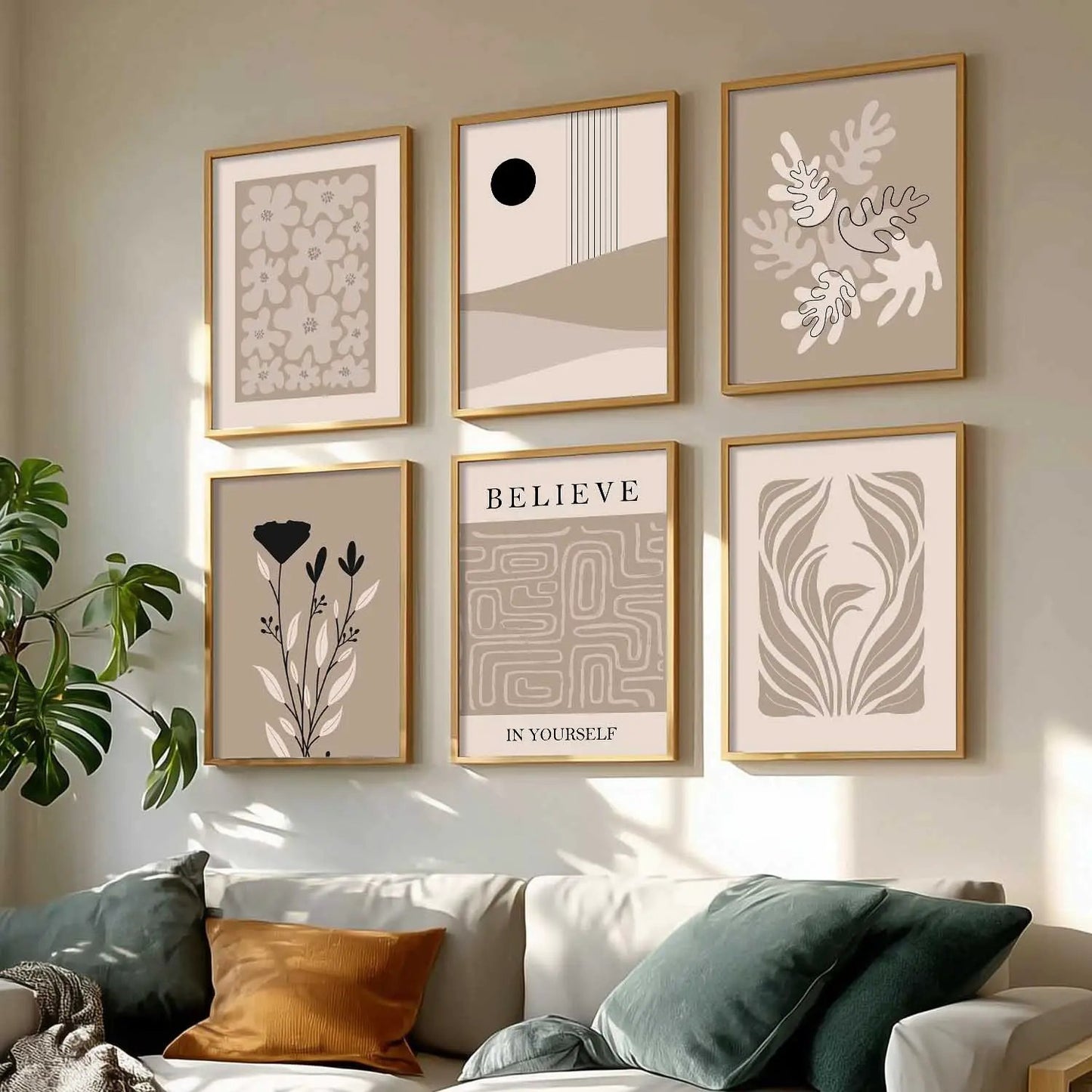 Boho Framed Wall Art Prints | Set of 6 | Home Decor