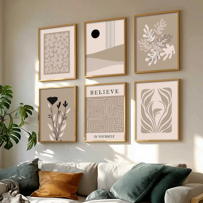 Boho Framed Wall Art Prints | Set of 6 | Home Decor