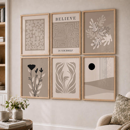 Botanical Abstract Soft Wall Art Set of 6 Framed Prints