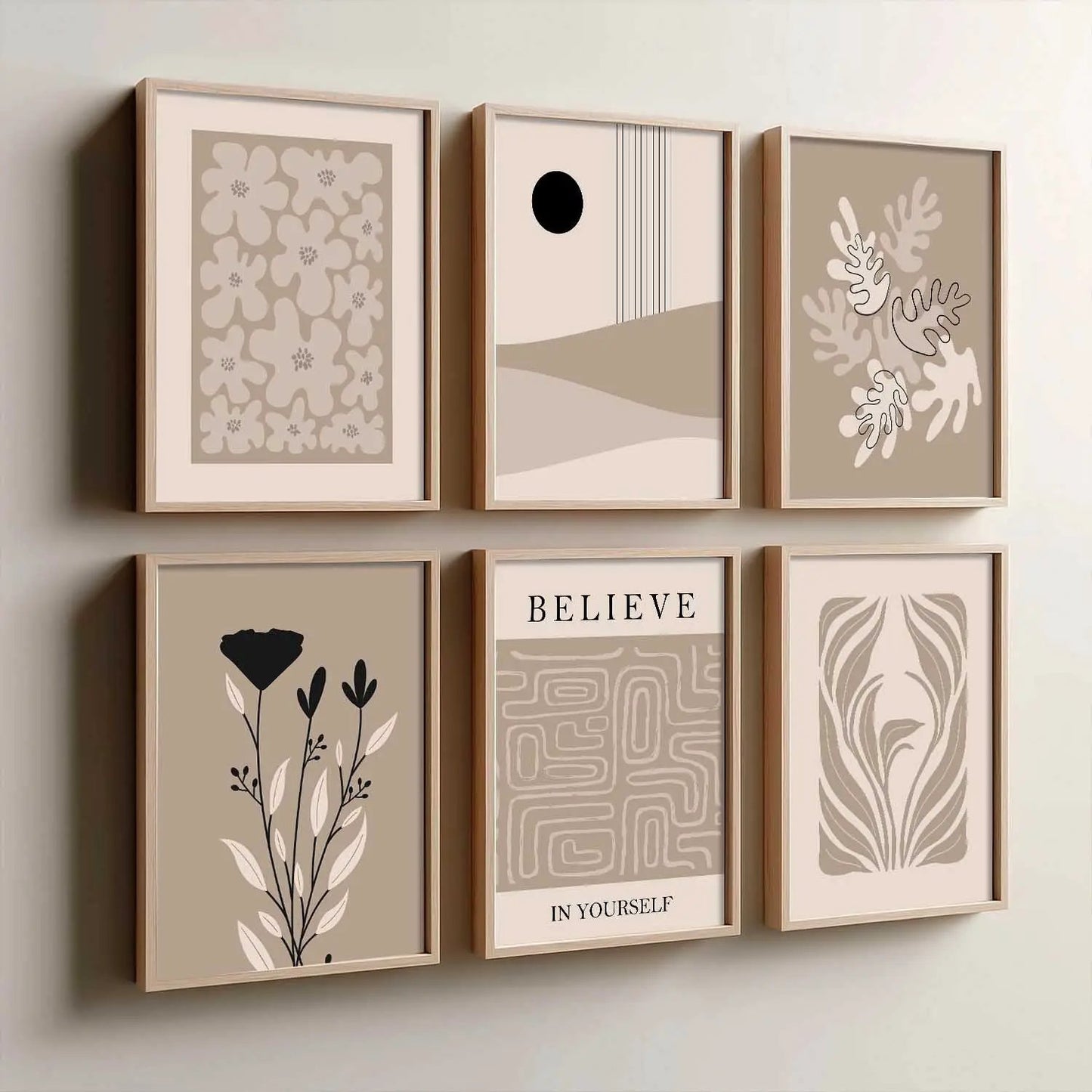 Boho Framed Wall Art Prints | Set of 6 | Home Decor