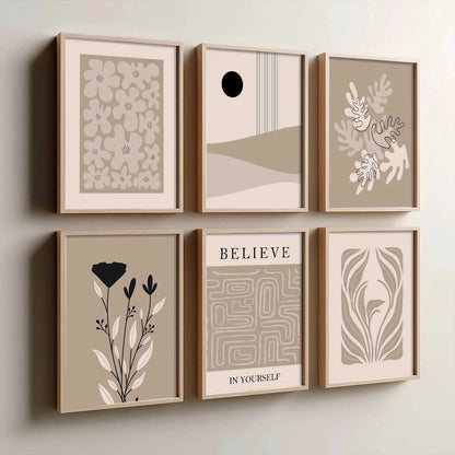 Boho Framed Wall Art Prints | Set of 6 | Home Decor