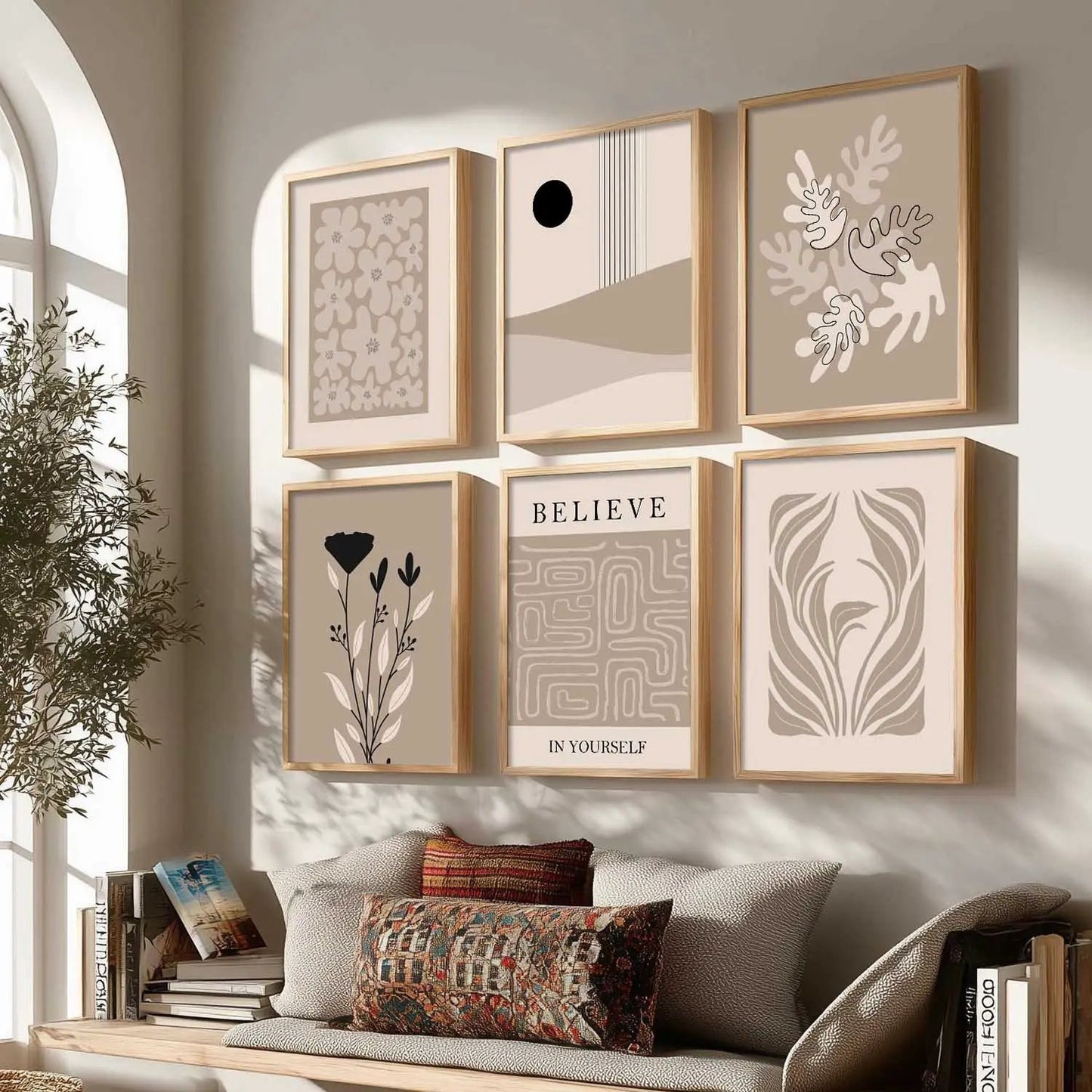 Boho Framed Wall Art Prints | Set of 6 | Home Decor
