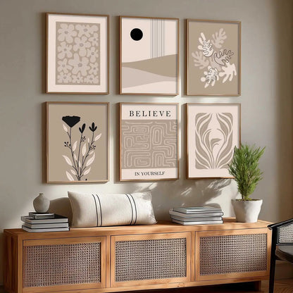 Boho Framed Wall Art Prints | Set of 6 | Home Decor