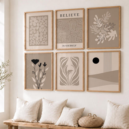 Botanical Abstract Soft Wall Art Set of 6 Framed Prints