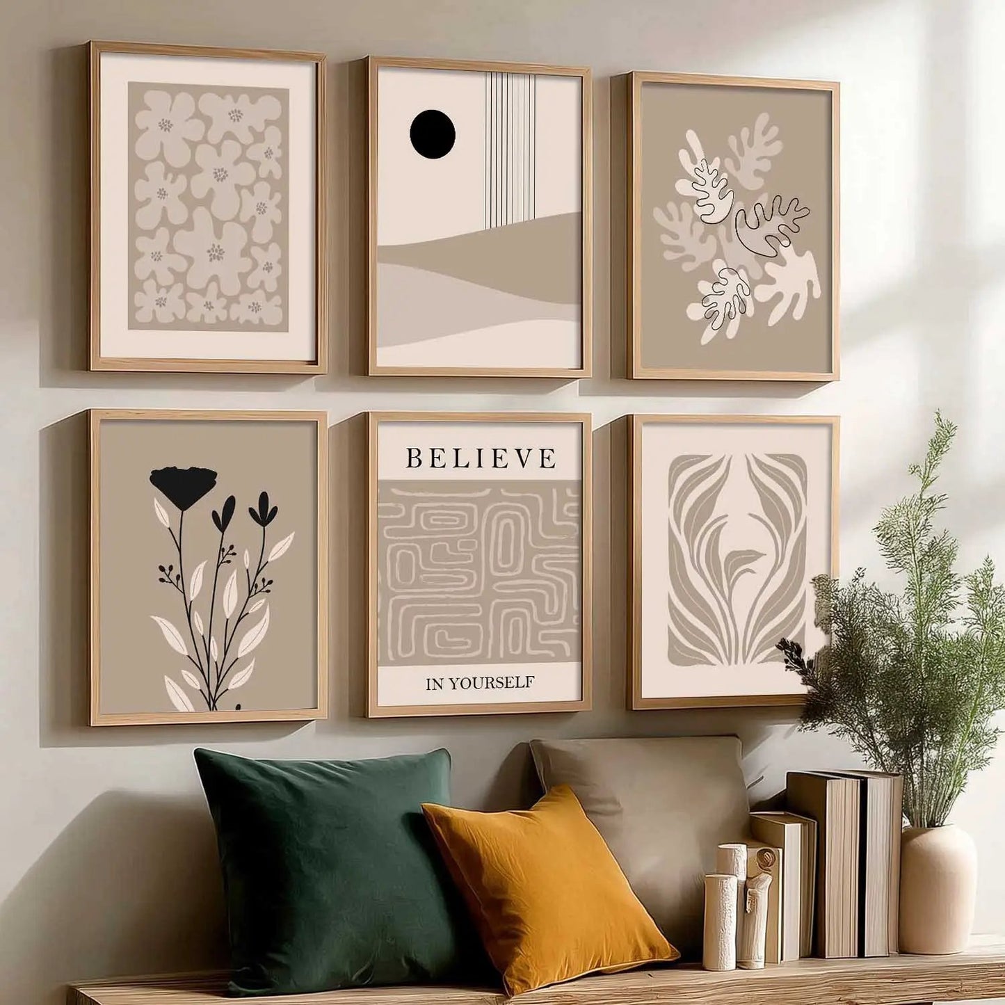 Boho Framed Wall Art Prints | Set of 6 | Home Decor