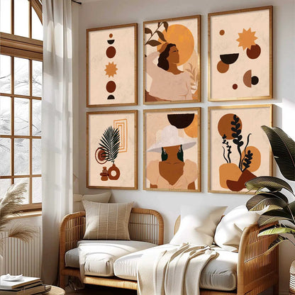 Boho Framed Wall Art Prints | Set of 6 | Home Decor