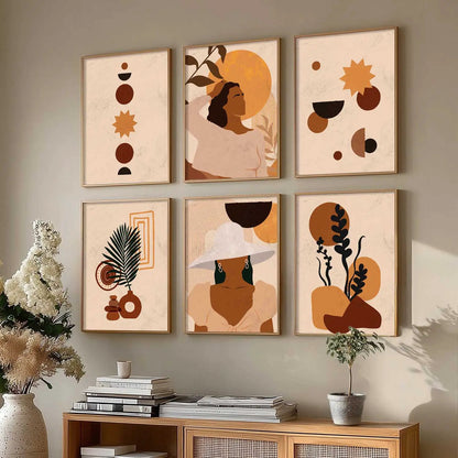 Boho Framed Wall Art Prints | Set of 6 | Home Decor