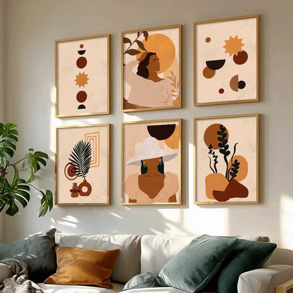 Boho Framed Wall Art Prints | Set of 6 | Home Decor