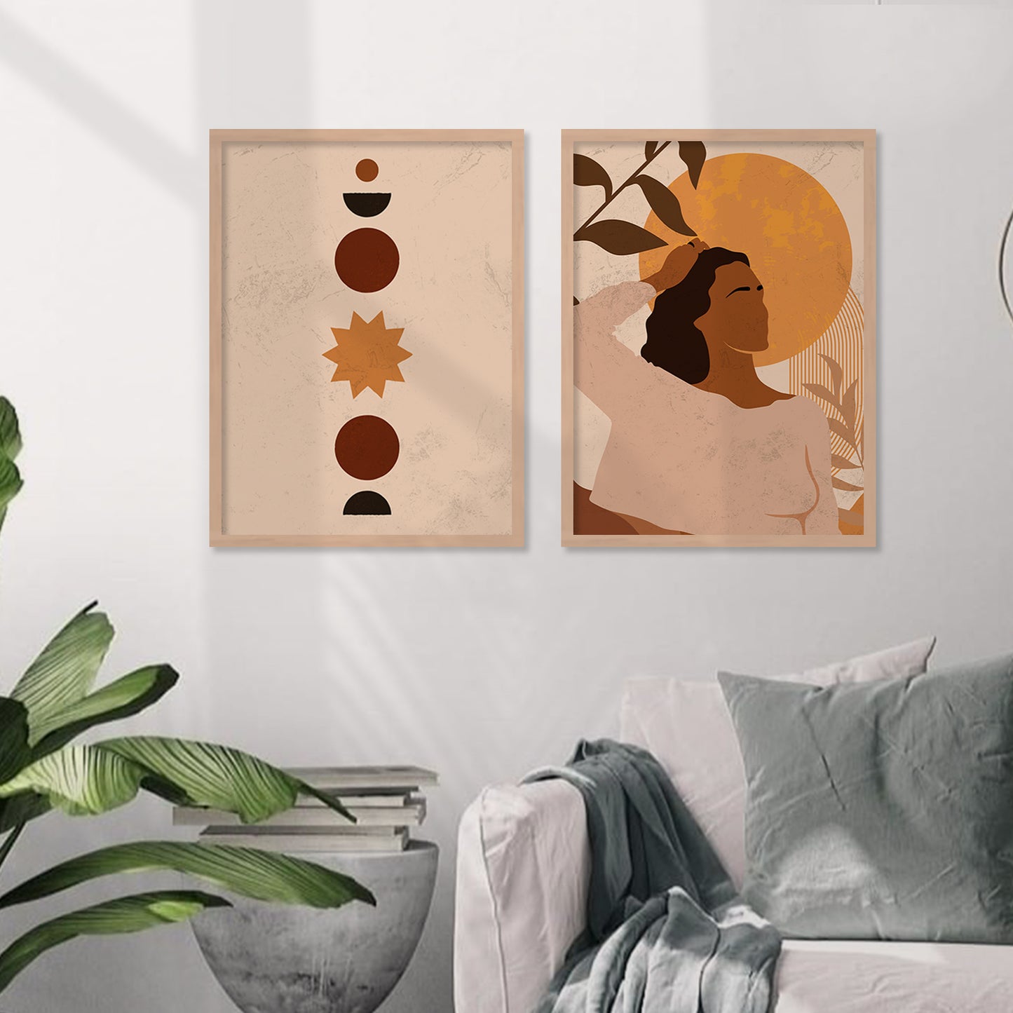 Minimal Boho Art Framed Posters for Home Living Room Bedroom and Office Wall Decor Set of 6