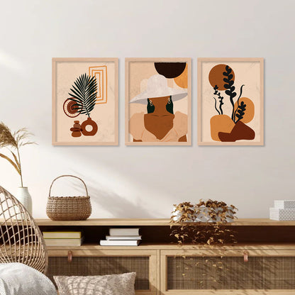 Minimal Boho Art Framed Posters for Home Living Room Bedroom and Office Wall Decor Set of 6