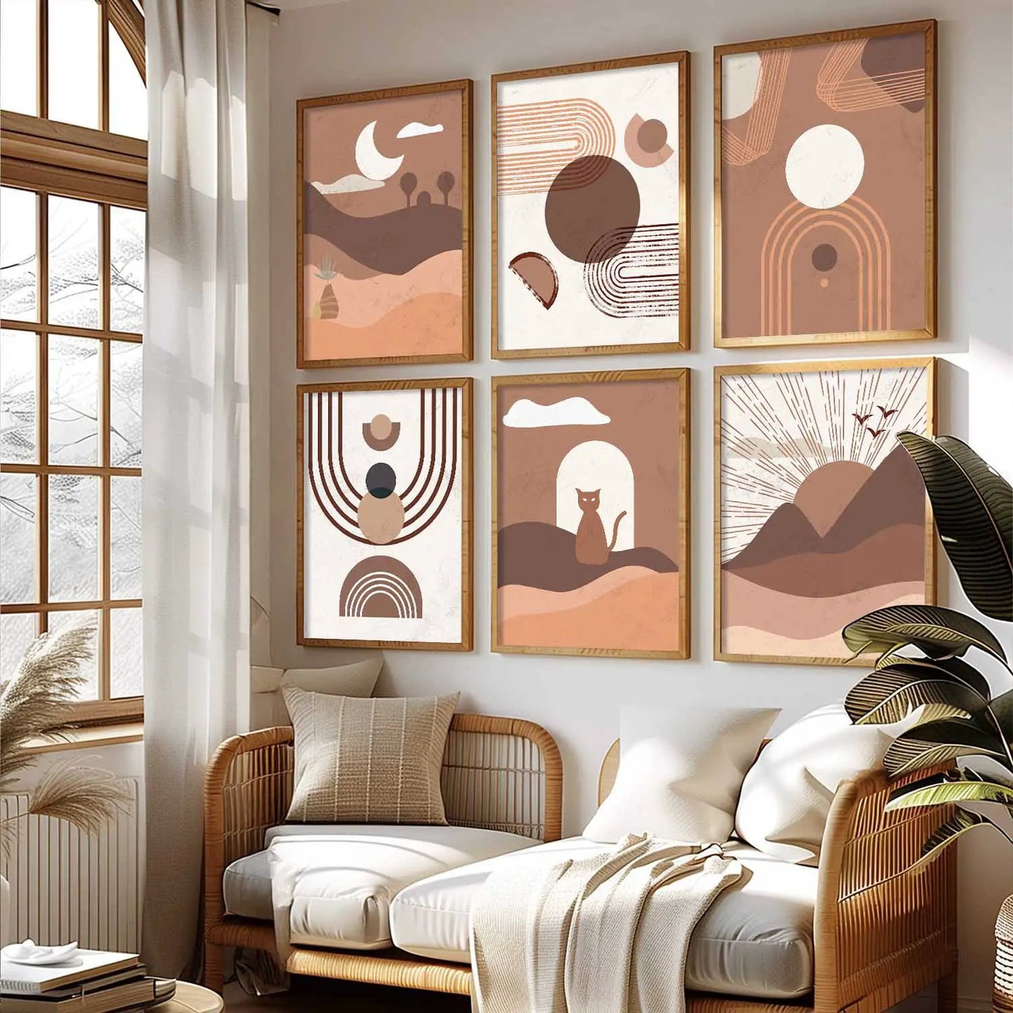 Boho Framed Wall Art Prints | Set of 6 | Home Decor