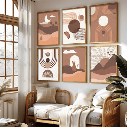 Boho Framed Wall Art Prints | Set of 6 | Home Decor