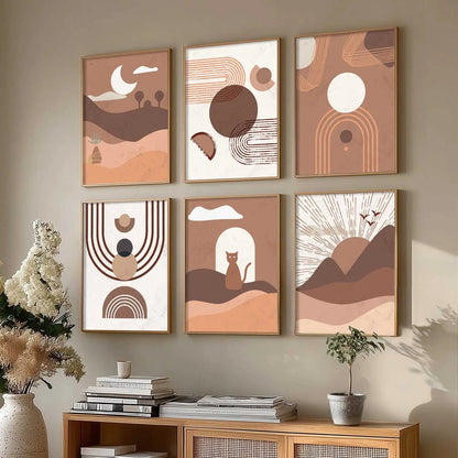 Boho Framed Wall Art Prints | Set of 6 | Home Decor