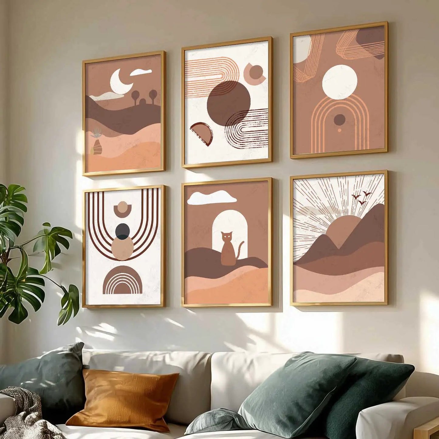 Boho Framed Wall Art Prints | Set of 6 | Home Decor