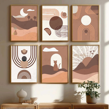 Boho Framed Wall Art Prints | Set of 6 | Home Decor