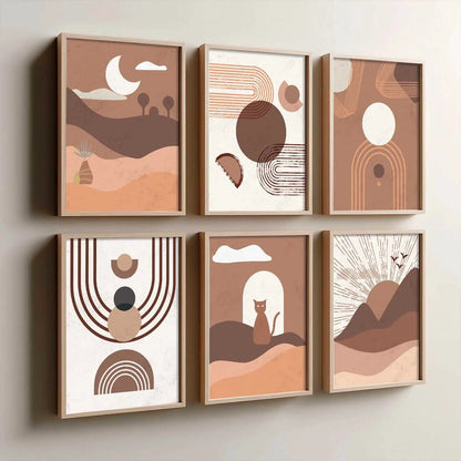 Boho Framed Wall Art Prints | Set of 6 | Home Decor