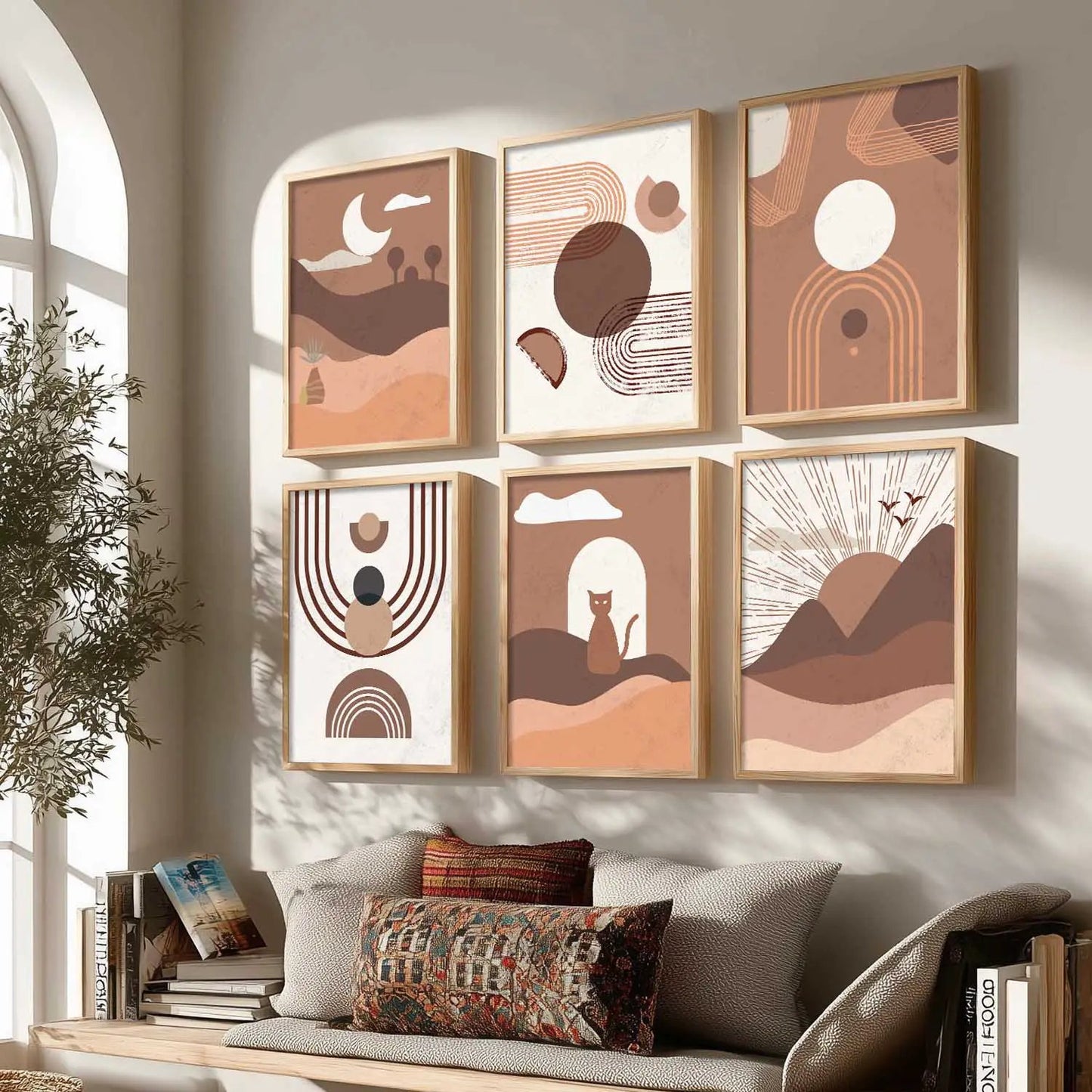 Boho Framed Wall Art Prints | Set of 6 | Home Decor