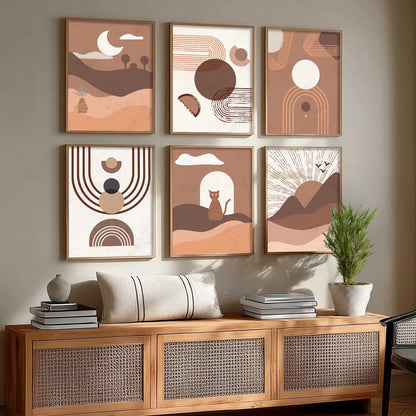 Boho Framed Wall Art Prints | Set of 6 | Home Decor