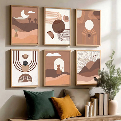 Boho Framed Wall Art Prints | Set of 6 | Home Decor