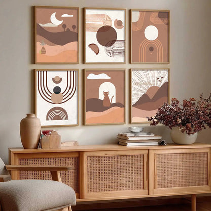 Boho Framed Wall Art Prints | Set of 6 | Home Decor