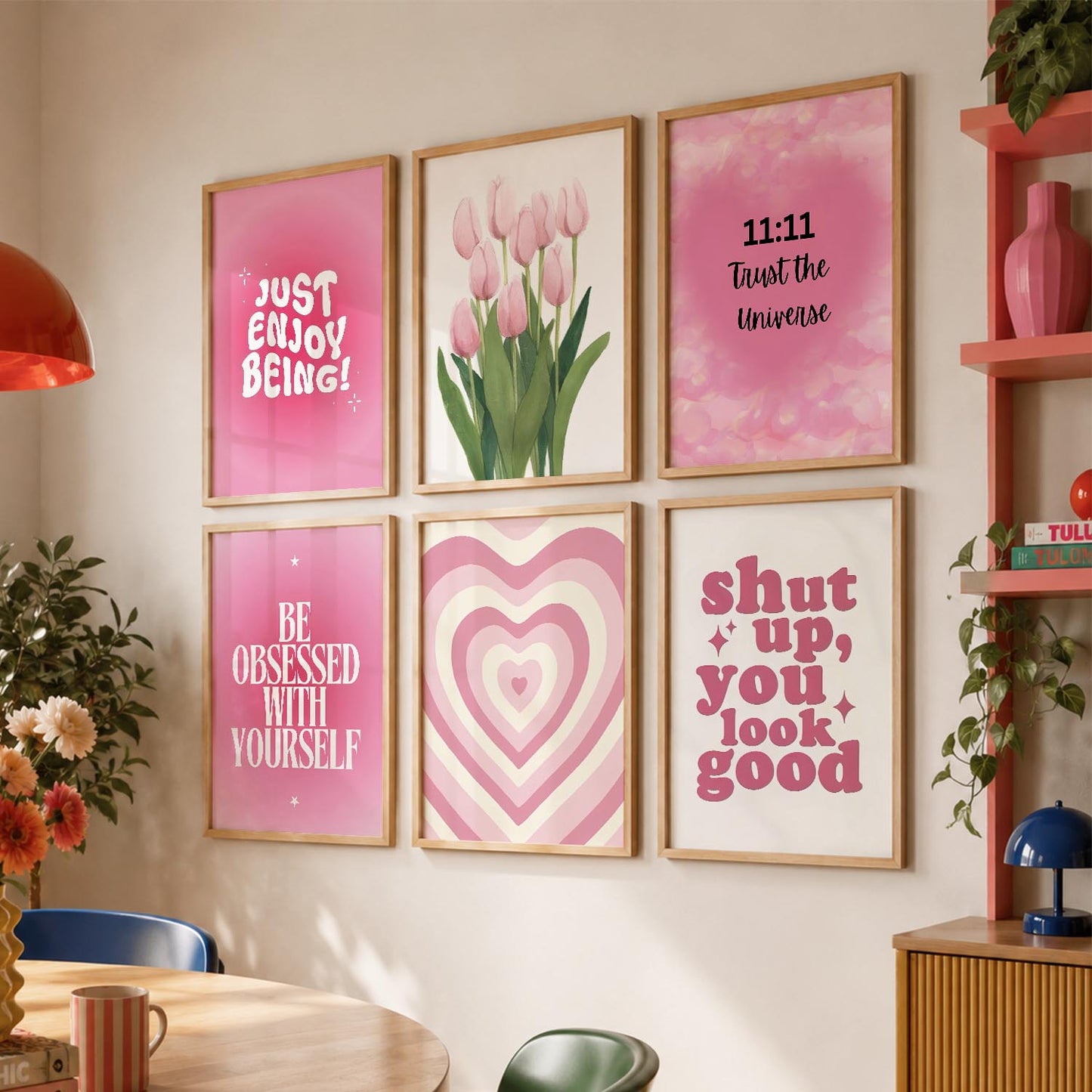 Daily Affirmation Wall Art Set of 6 Framed Prints for Study Room