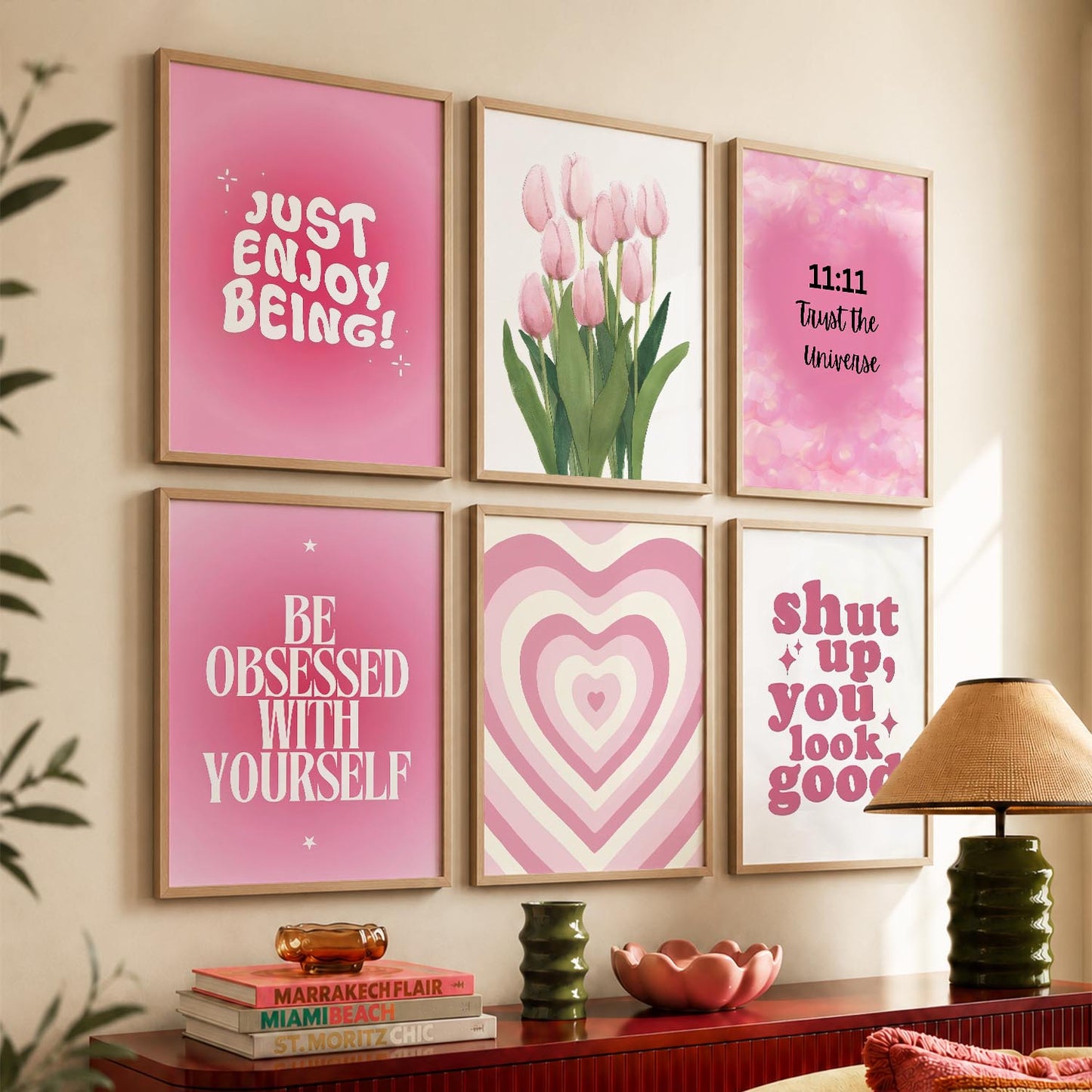 Daily Affirmation Wall Art Set of 6 Framed Prints for Study Room
